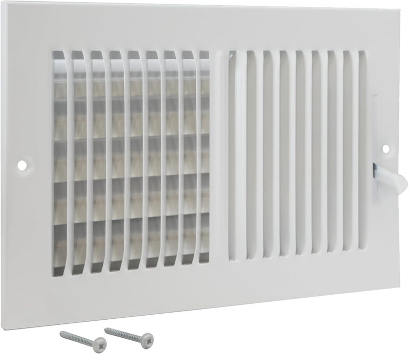 EZFLO 10 x 6 Inch (Duct Opening) Air Vent Cover for Wall or Ceiling, Two-Way Ventilation Register, Solid Steel HVAC Register Cover, White, 61610 - Image 1